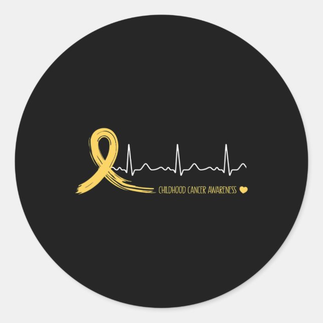 Sticker Rond Sensibilisation au cancer chez l'enfant Ruban d'or (Devant)