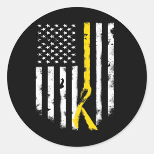 Sticker Rond Sensibilisation au cancer de l'enfance - Drapeau a