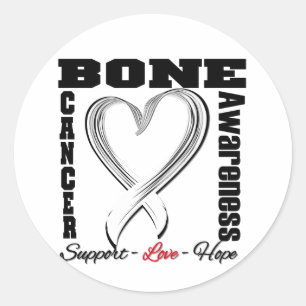 Sticker Rond Sensibilisation au cancer de l'os Ruban cardiaque 