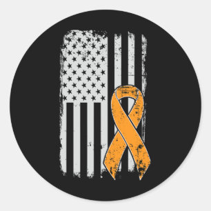 Sticker Rond Sensibilisation au cancer - Drapeau américain Vint