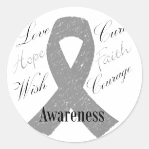 Sticker Rond Sensibilisation au cancer du cerveau du ruban gris