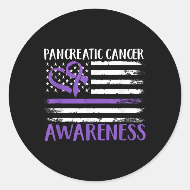 Sticker Rond Sensibilisation au cancer du drapeau américain (Devant)