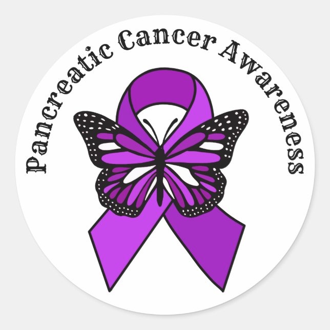 Sticker Rond Sensibilisation au cancer du pancréas | Papillon (Devant)