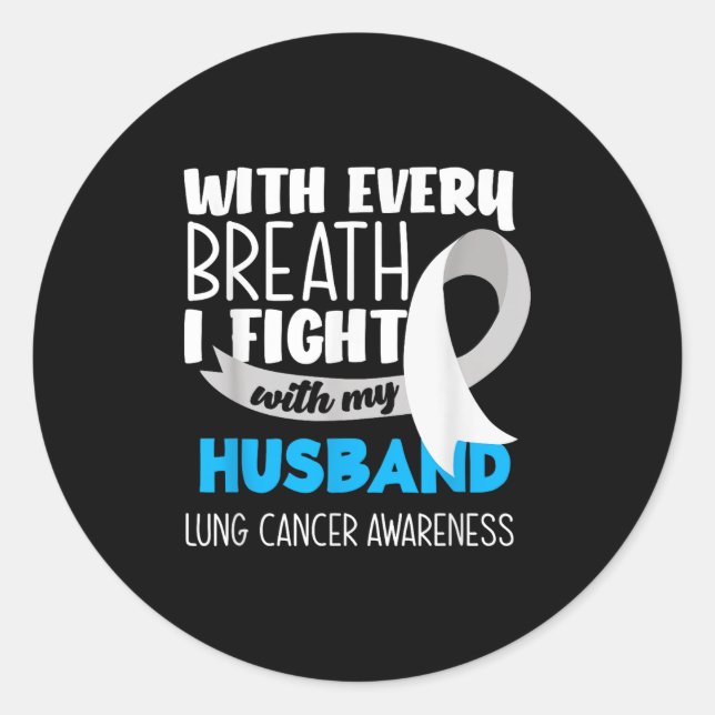 Sticker Rond Sensibilisation Au Cancer Du Poumon Chaque Respira (Devant)