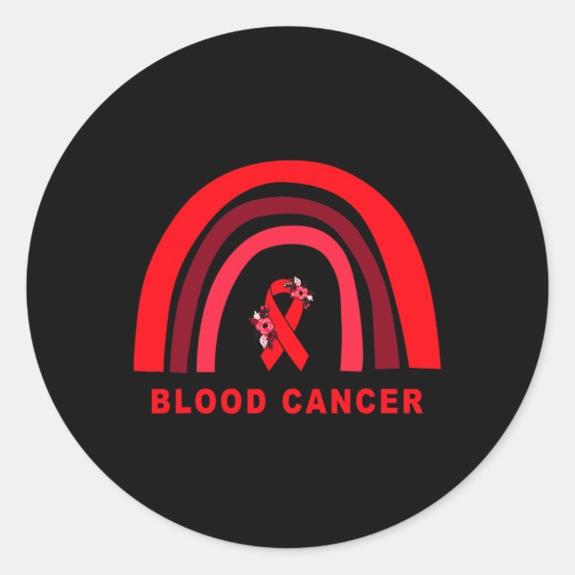Sticker Rond Sensibilisation au cancer du sang Ruban rouge flor (Devant)