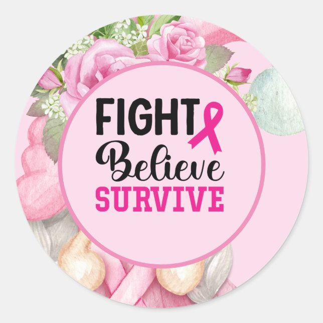 Sticker Rond Sensibilisation au cancer du sein avec le ruban ro (Devant)