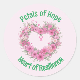 Sticker Rond Sensibilisation au cancer du sein Coeur floral