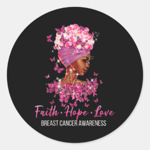 Sticker Rond Sensibilisation au cancer du sein Faith Hope Love