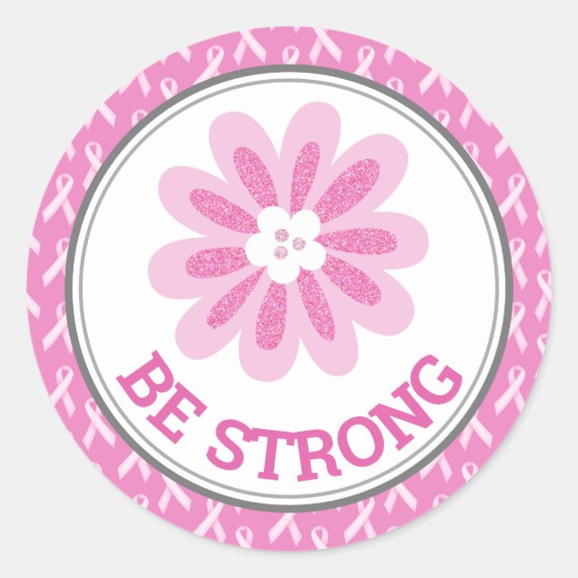 Sticker Rond Sensibilisation au cancer du sein Fleur Parties sc (Devant)