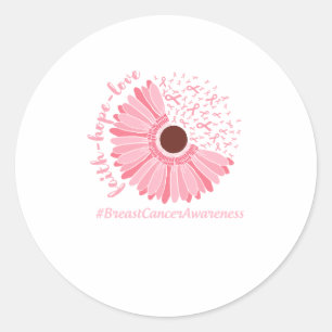 Sticker Rond Sensibilisation au cancer du sein Fleur rose