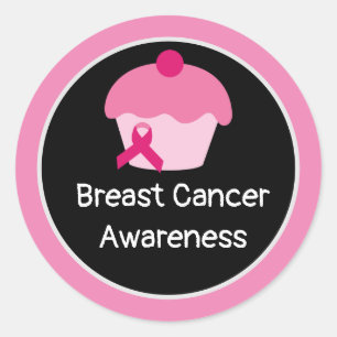Sticker Rond Sensibilisation au cancer du sein gâteau de la cou