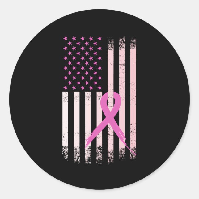 Sticker Rond Sensibilisation au cancer du sein K Ruban American (Devant)