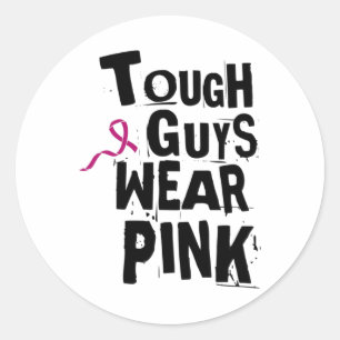 Sticker Rond Sensibilisation au cancer du sein Les hommes durs
