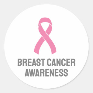 Sticker Rond Sensibilisation au cancer du sein Ruban rose
