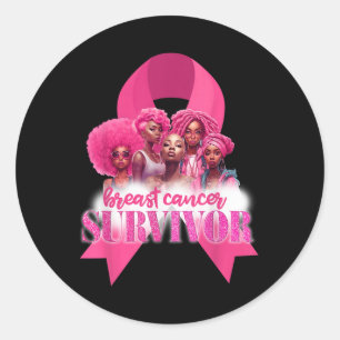 Sticker Rond Sensibilisation au cancer du sein Survivante Black