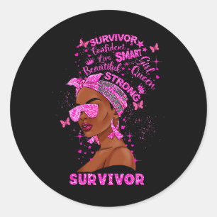 Sticker Rond Sensibilisation au cancer du sein Survivante Black