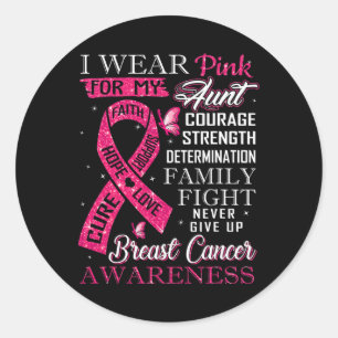 Sticker Rond Sensibilisation au cancer du sein Tee Je porte le