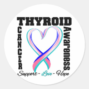 Sticker Rond Sensibilisation au cancer du thyroïde Ruban du coe