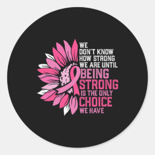 Sticker Rond Sensibilisation au cancer Tournesol rose
