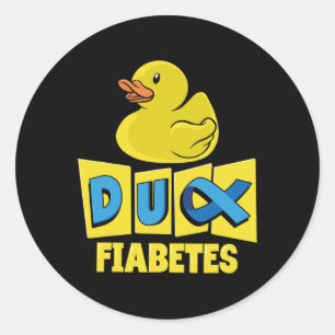Sticker Rond Sensibilisation au diabète de canard amusant