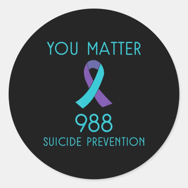 Sticker Rond Sensibilisation au suicide - 988 - Prévention du s (Devant)