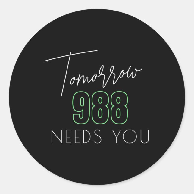 Sticker Rond Sensibilisation au suicide 988 - Prévention du sui (Devant)
