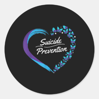 Sticker Rond Sensibilisation au suicide cardiaque papillon Sant