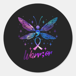 Sticker Rond Sensibilisation au suicide guerrier Violet Turquoi