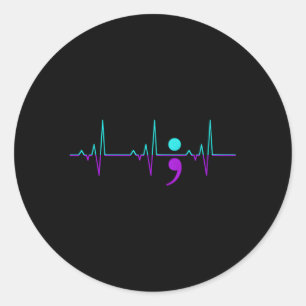 Sticker Rond Sensibilisation au suicide Hbeat Happy Ribbon Supp