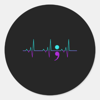 Sticker Rond Sensibilisation au suicide Hbeat Happy Ribbon Supp
