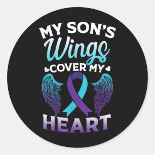 Sticker Rond Sensibilisation au suicide Mémoire de son ailes Co