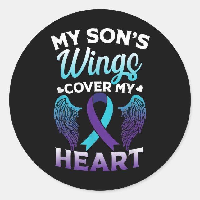 Sticker Rond Sensibilisation au suicide Mémoire de son ailes Co (Devant)