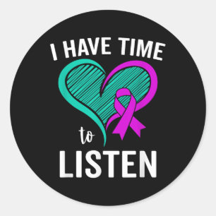 Sticker Rond Sensibilisation au suicide Ruban Santé mentale J'a