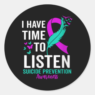 Sticker Rond Sensibilisation au suicide Ruban Santé mentale Sui