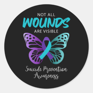 Sticker Rond Sensibilisation au suicide Toutes les blessures ne