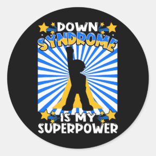 Sticker Rond Sensibilisation au syndrome de Down Superhero Chro