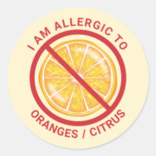 Sticker Rond Sensibilisation aux allergies aux fruits oranges e