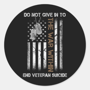 Sticker Rond Sensibilisation des vétérans au suicide La guerre