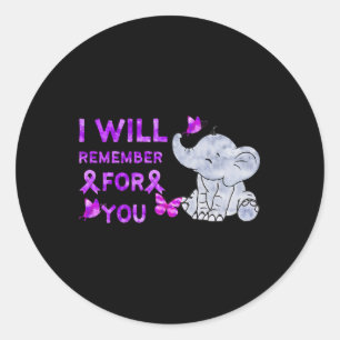 Sticker Rond Sensibilisation Joli Eléphant Je Me Souviendrai De