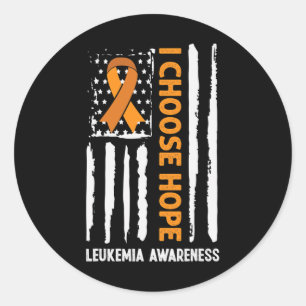Sticker Rond Sensibilisation Leucémie Cancer Usa Drapeau Orange