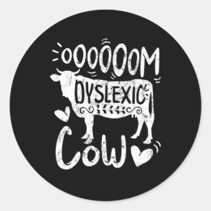 Sticker Rond Sensibilisation Oooo Dyslexique Vache Lecture Ferm