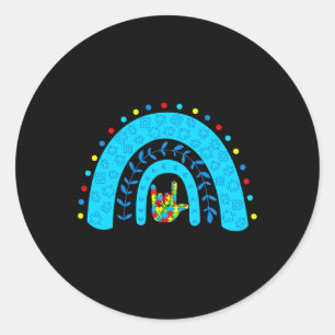 Sticker Rond Sensibilisation Rainbow Support Puzzle Love Sign L
