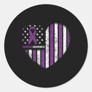 Sticker Rond Sensibilisation Ruban violet Durable Addiction