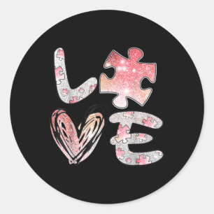 Sticker Rond Sensibilisation sur l'autisme 2025 Saint-Valentin