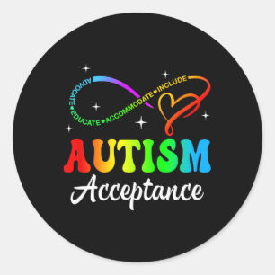 Sticker Rond Sensibilisation sur l'autisme Acceptation Symbole 