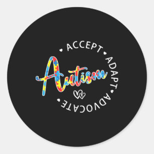 Sticker Rond Sensibilisation sur l'autisme Accepter Adapt Advoc