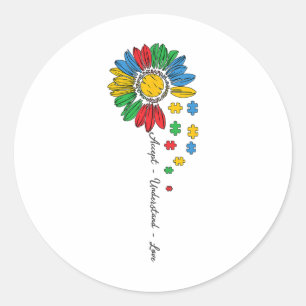 Sticker Rond Sensibilisation sur l'autisme Accepter Comprendre 