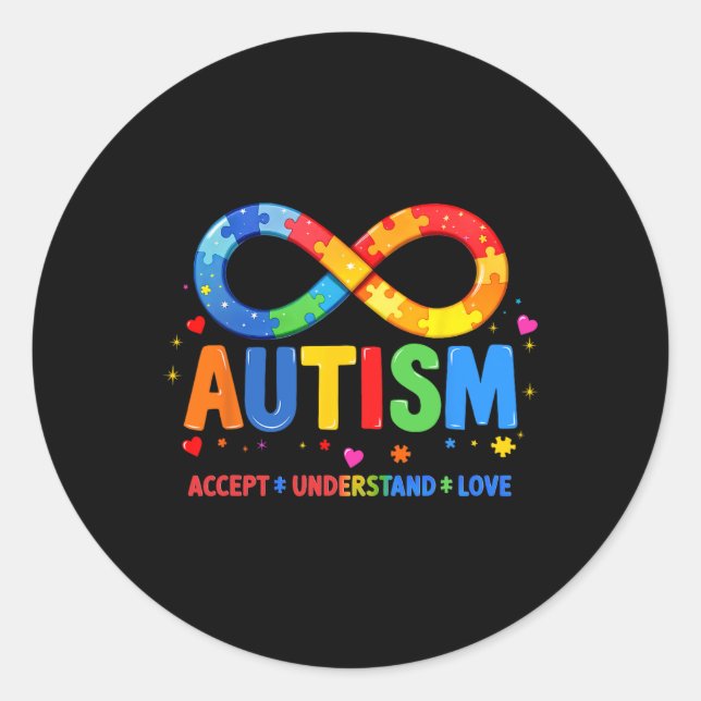 Sticker Rond Sensibilisation sur l'autisme Accepter Comprendre  (Devant)
