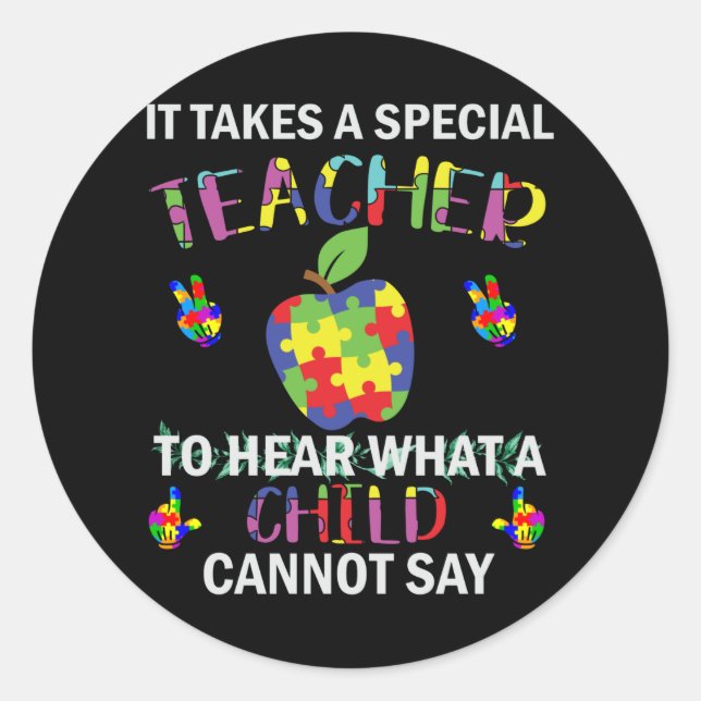 Sticker Rond Sensibilisation sur l'autisme Autisme Enseignant S (Devant)