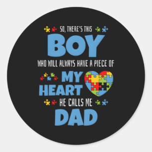 Sticker Rond Sensibilisation sur l'autisme Autisme papa